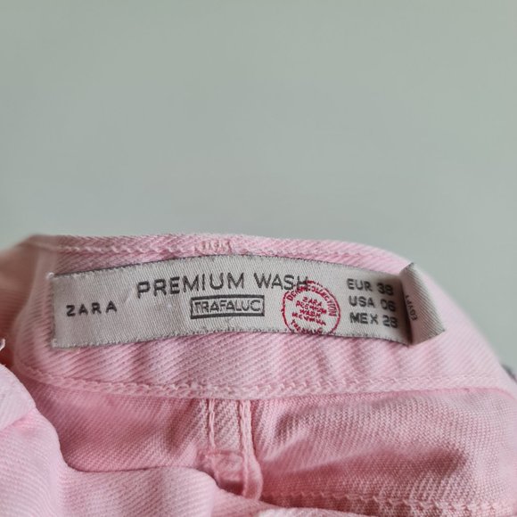 Zara Pink Denim Slim Shorts EU 38 Zip Pockets - Picture 5 of 7